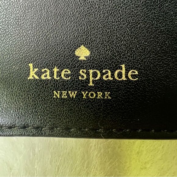 Black Pebbled Leather Large trifold Kate Spade Wallet - Picture 3 of 16
